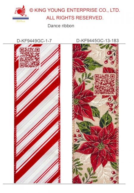 AI Dace Ribbon-Pattern Stripe & Poinsettia